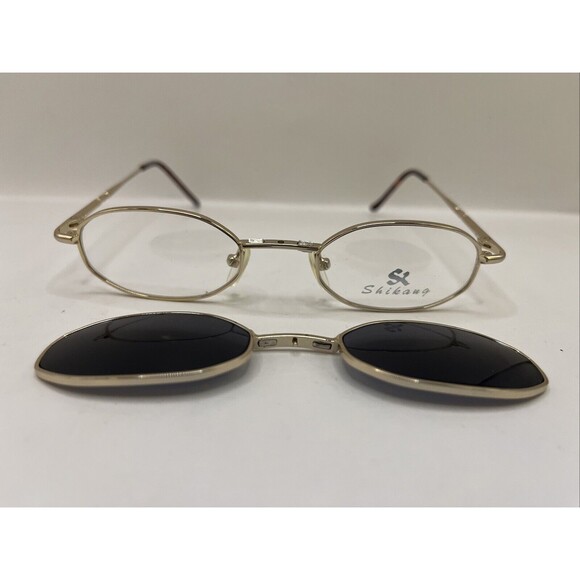 Shikang Eyeglasses zc85 Clip-On Sunglasses Designer Demo Lens Gold 47-21-140 - Picture 1 of 6